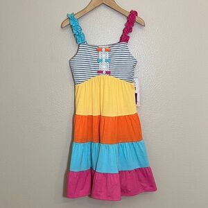 NWT Jona Michelle Striped Multi-Color Tier Dress
